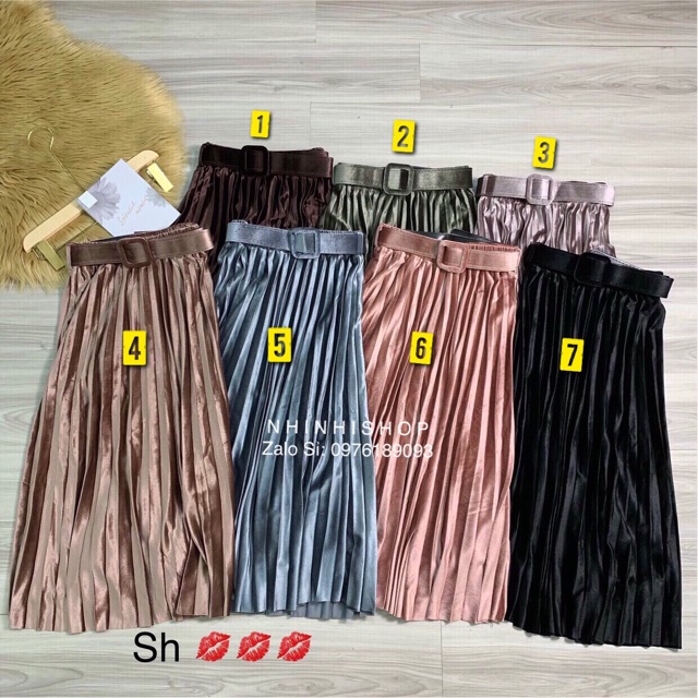 Chân váy nhung dáng dài kèm đai, Chân váy xếp ly form dài CV8912 - NhiNhi Shop | BigBuy360 - bigbuy360.vn