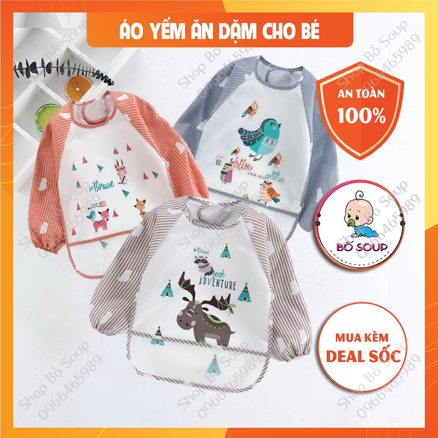 Áo yếm ăn dặm cho bé chống thấm nước có máng hứng thức ăn rơi Shop Bố Soup