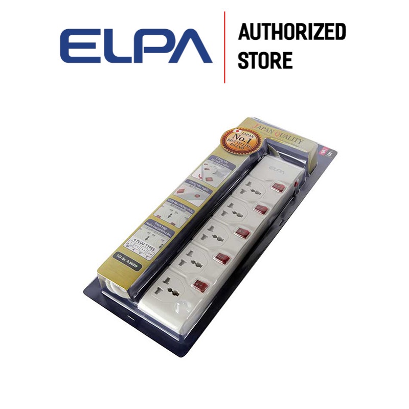 Ổ cắm 5 ổ điện; 5 công tắc; 5m ELPA ESL-VNI55 - Bảo hành 1 đổi 1 chính hãng 12 tháng