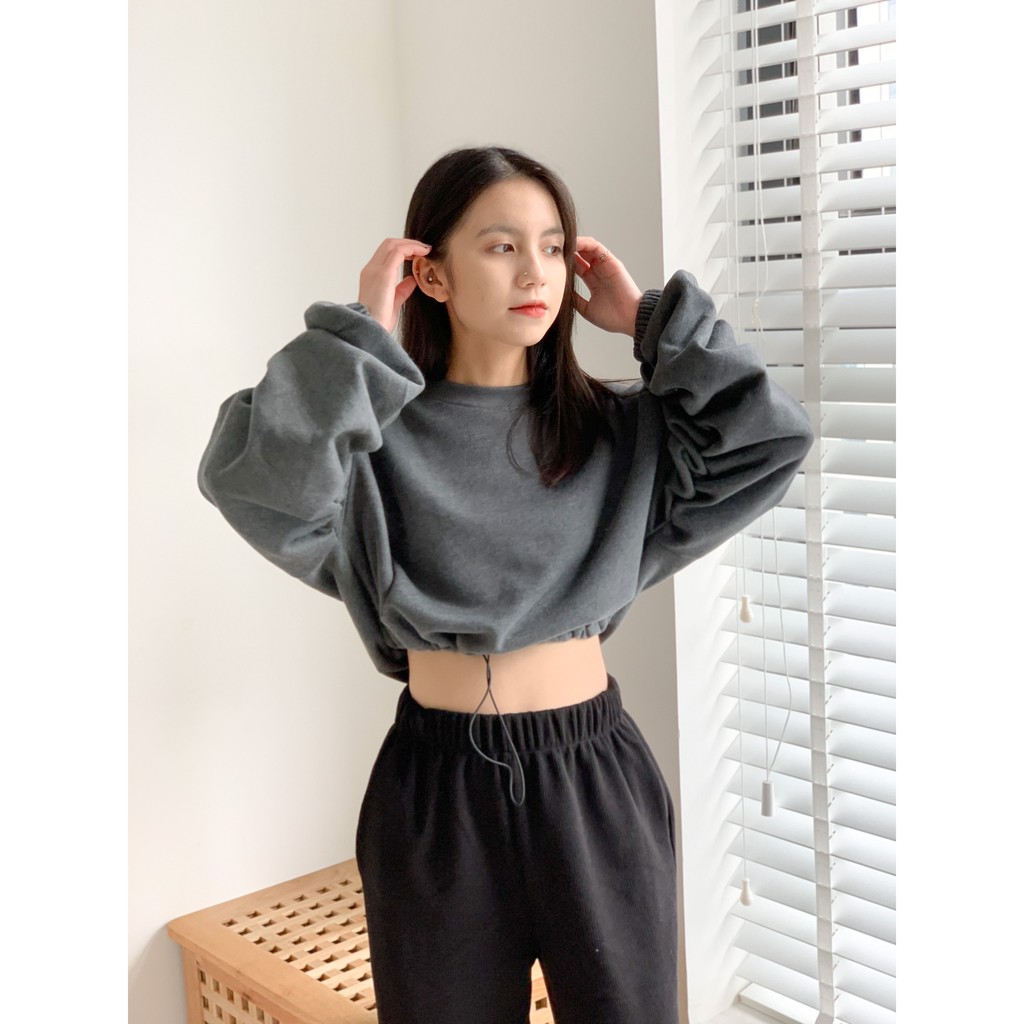 Áo nỉ bông rút dây dáng ngắn TKP117 LOLLIE STUDIO