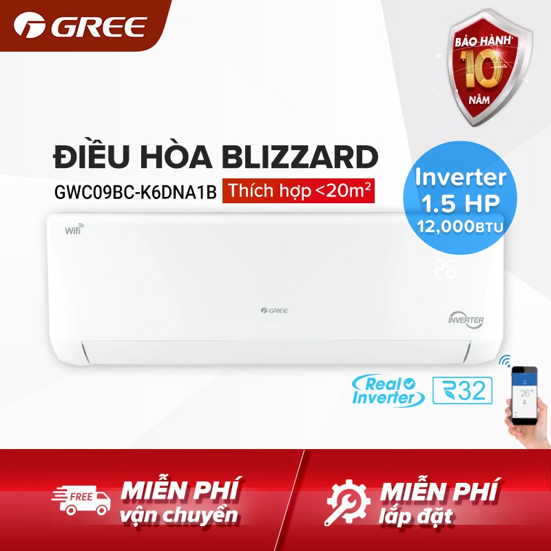 Điều hòa GREE- công nghệ Real Inverter, Wifi - BLIZZARD (Trắng) - Hàng phân phối