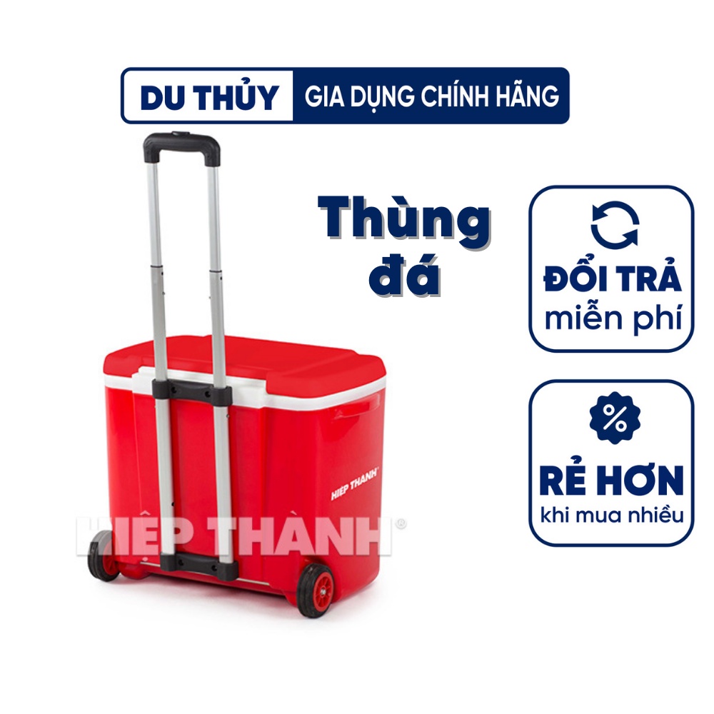 Thùng đá giữ nhiệt có bánh xe kéo và tay cầm dùng đựng thực phẩm du lịch, cắm trại, dã ngoại, câu cá 42L Hiệp Thành