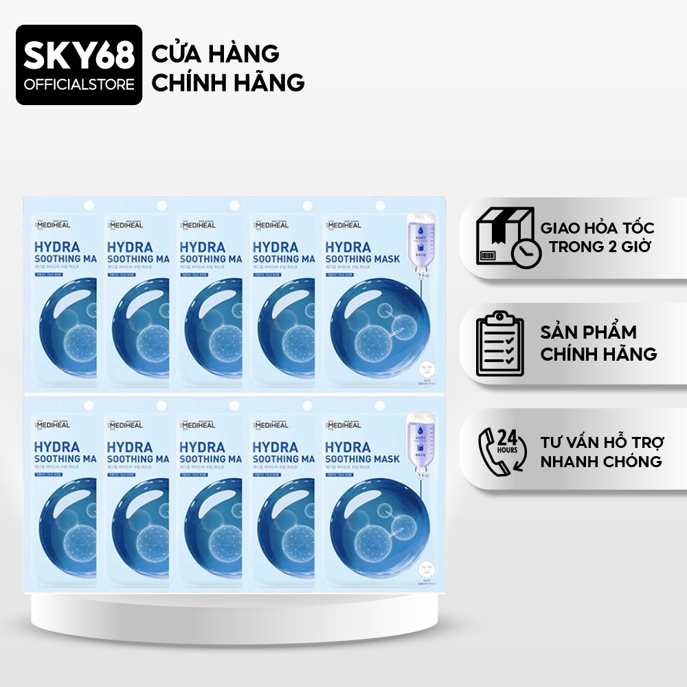Combo 10 Mặt Nạ Cấp Ẩm, Làm Mịn Da Mediheal Hydra Soothing Mask 20ml x 10