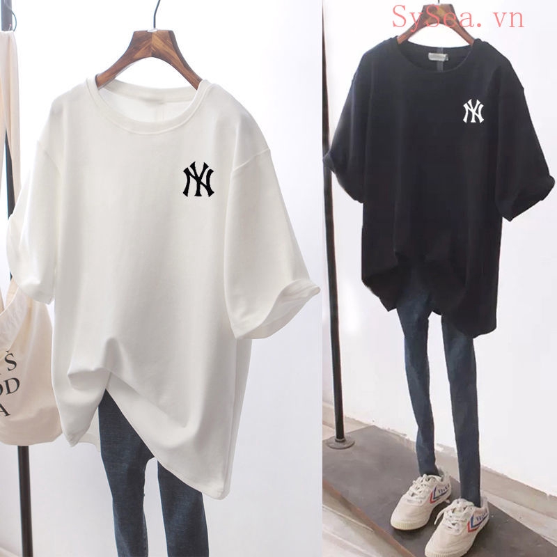 Áo thun tay ngắn dáng rộng chất liệu 100% cotton thời trang năng động cho nữ