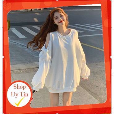 [ORDER] ÁO NỈ OVERSIZE KHOÉT VAI ĐỘC LẠ ULZZANG - KÈM ẢNH FB CUỐI