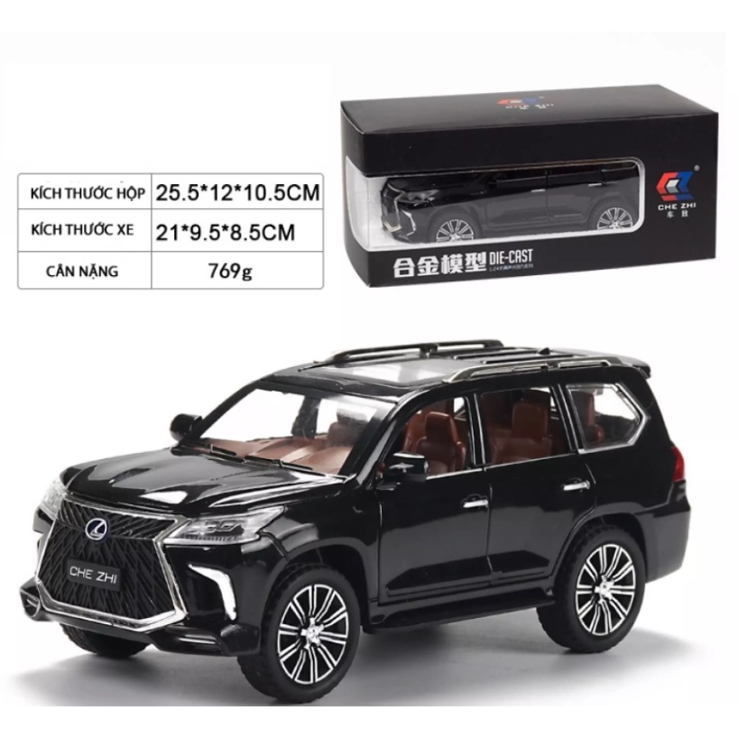 Xe mô hình Lexus LX 570 Sport 1:24 kim loại hãng Chezhi đồ chơi trẻ em o to mini trưng bày có đèn LX570