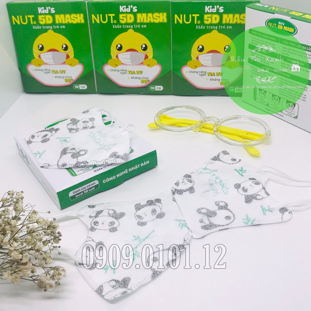 Khẩu trang em bé 5d thương hiệu Nut - Phương Tuyến chính hãng, 5d mask cho bé từ 1 - 3 tuổi