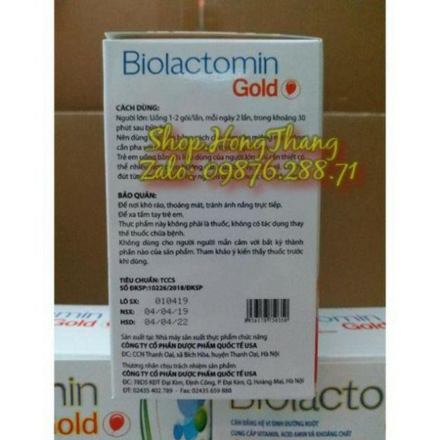 Cốm Biolactomin gold hỗ trợ tiêu hóa trẻ biếng ăn kém hấp thụ hộp 20 gói