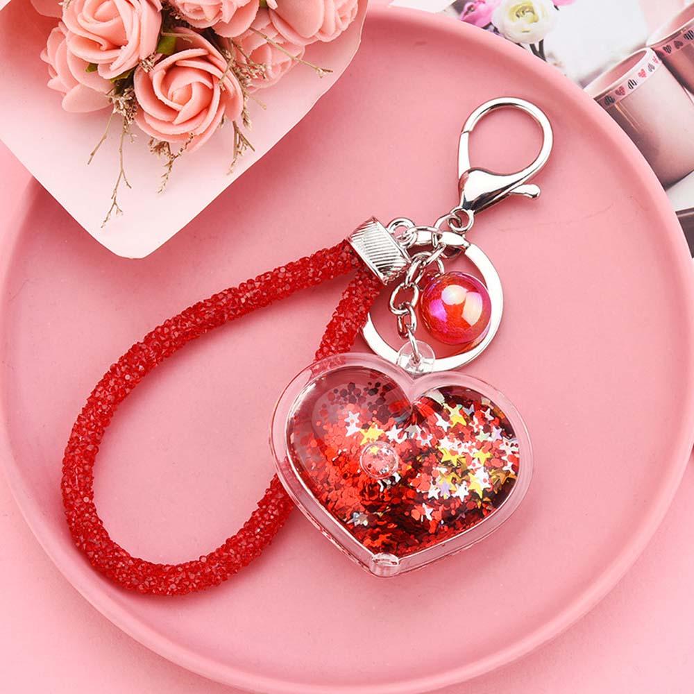 LANFY Móc Khóa Hình Trái Tim Trong Suốt Đính Kim Sa Lấp Lánh Dễ Thương