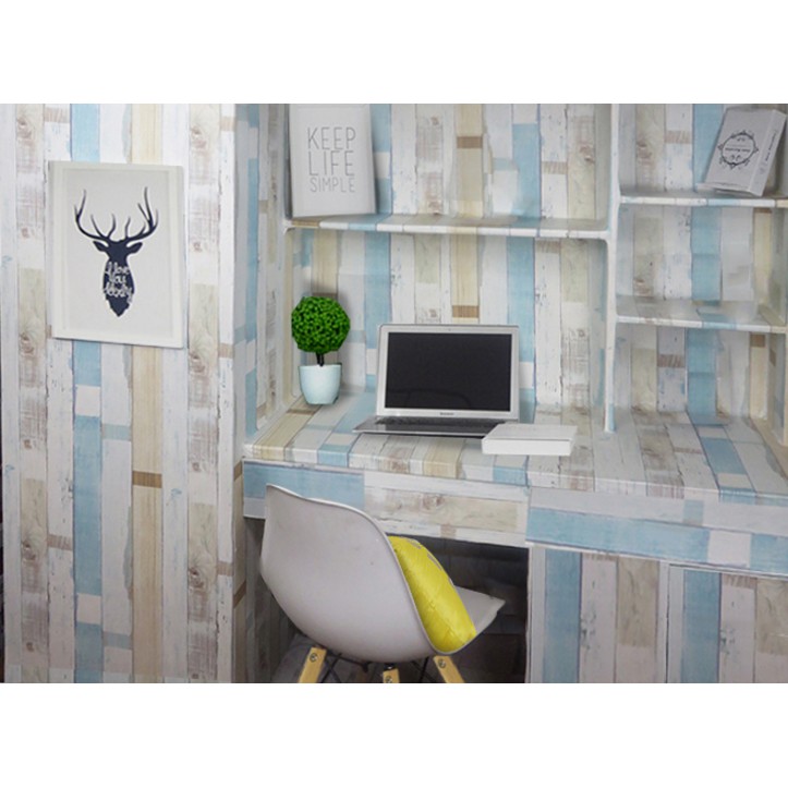 Decal giấy dán tường giả ván âu mỹ (khổ rộng 45cm)