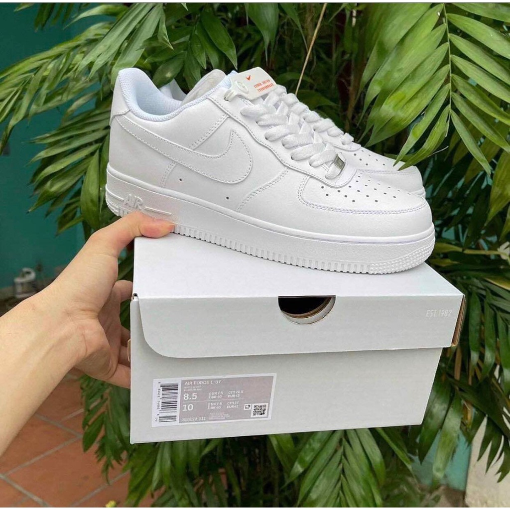 Giày AF1 trắng, Giày Sneaker Air Force 1 full white dễ phối đồ cho cả nam và nữ cực hot 2022 Full Box + Bill