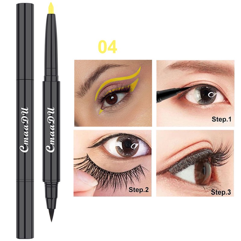 Bút Kẻ Mắt Dạng Lỏng CmaaDu 2 Trong 1 Có Từ Tính Chống Nước Lâu Trôi 18 Màu Tùy Chọn