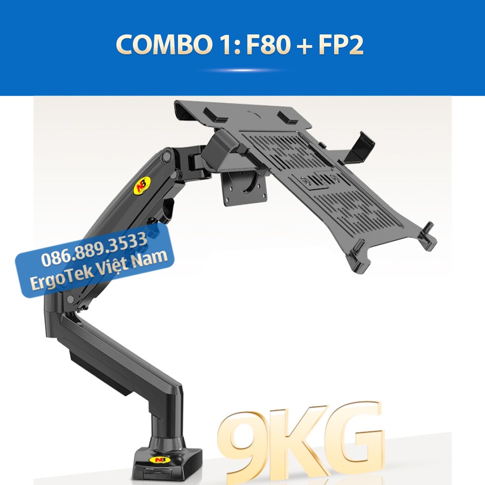 / Giá Treo Màn Hình NB F160 17 - 27 Inch Kèm Kẹp Đỡ Laptop FP2 10 - 17 Inch