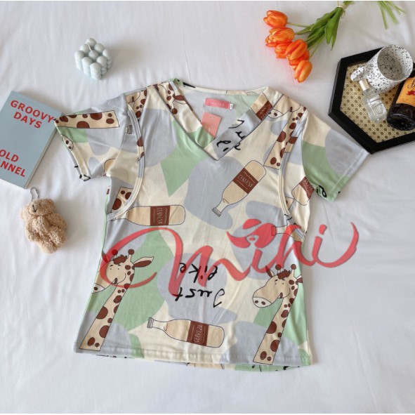 Bộ bầu cotton lửng cộc trên gối - Độ bộ bầu đùi sau sinh và cho con bú - Quần áo thời trang mùa hè mặc nhà Bigsize