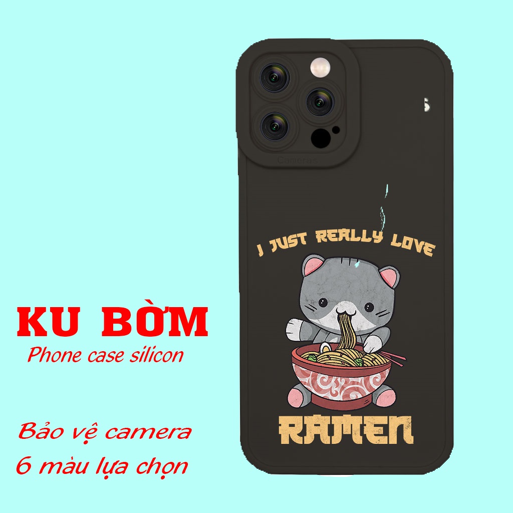Ốp lưng yêu thương gấu bông ăn mì ramen cho Iphone 6 7 8 Plus 11 12 13 mini Pro Max X Xr HA-22ANI1106