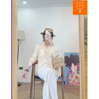 Áo sơ mi lụa túi ốp ngực, áo sơ mi công sở (DR9)