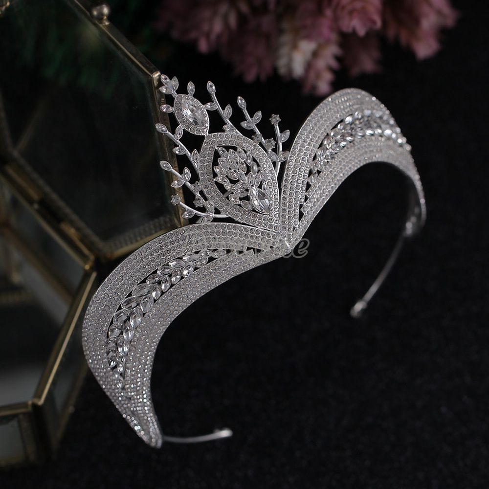 Vương Miện Cô Dâu Đính Đá Sang Trọng Phong Cách Vintage Hợp Thời Trang