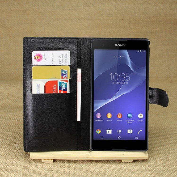 Bao Da Điện Thoại Dạng Ví Nắp Lật Nam Châm Làm Giá Đỡ Phong Cách Vintage Cho Sony Xperia T2 Ultra