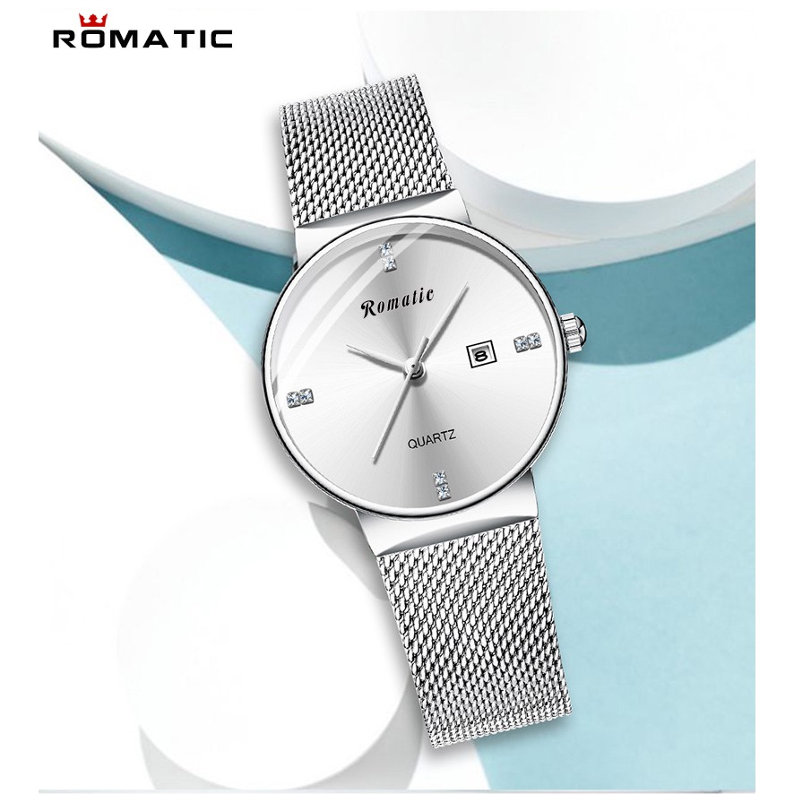 ĐỒNG HỒ NỮ ROMATIC RUBY ITALIA - DÂY TITANIUM SANG TRỌNG + TẶNG HỘP & PIN