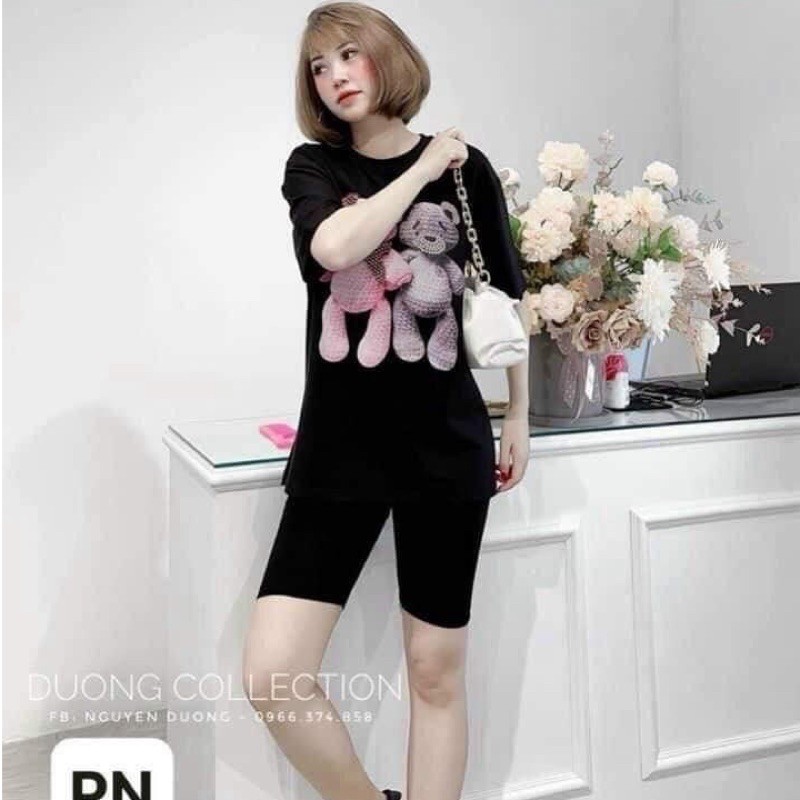 Áo phông gấu, áo phông nữ, áo cộc tay mùa hè chất cotton freesize, hàng sẵn tại Hana store