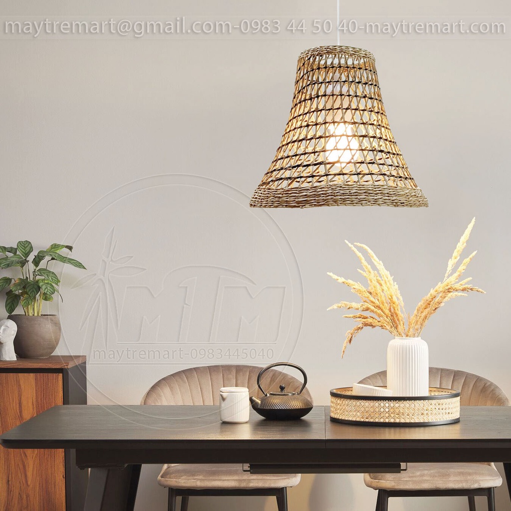 Đèn cói loe 2 màu DC01 - Lồng đèn treo thả trang trí.
