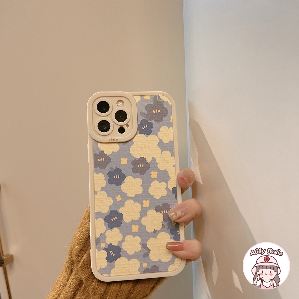 Ốp Điện Thoại TPU Mềm Chống Sốc Họa Tiết Tranh Sơn Dầu Hoa Xanh Dương Retro Cho IP 13 12 11 Pro Max XR 8 7 Plus