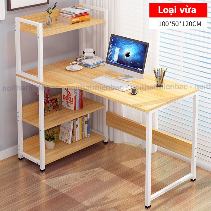 Bàn làm việc, học tập kèm giá sách cao FUNA kiểu káng độc đáo, Khung Sắt Sơn Tĩnh Điện chịu lực tốt. | BigBuy360 - bigbuy360.vn