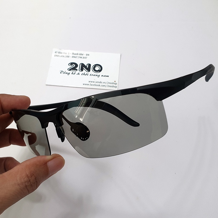 Mắt kính nam GIÁ RẺ tròng polarized phân cực đổi màu, chống chói, chống tia UV400, gọng nhựa khớp lò xo êm nhẹ -MK2204