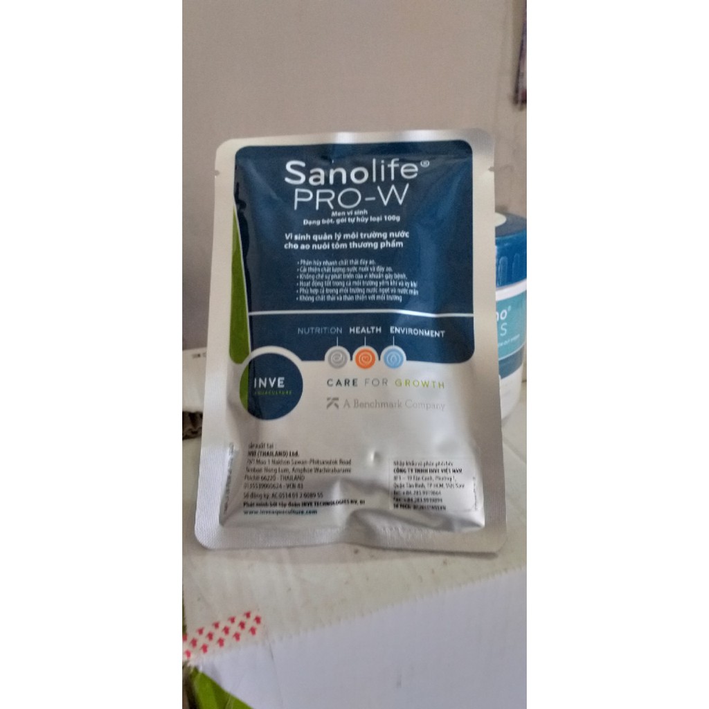 Vi Sinh Xử Lý Nước- PRO-W SANO LIFE - 100G -Men vi sinh quản lý môi trường nước cho ao nuôi Tôm  Cá thương phẩm