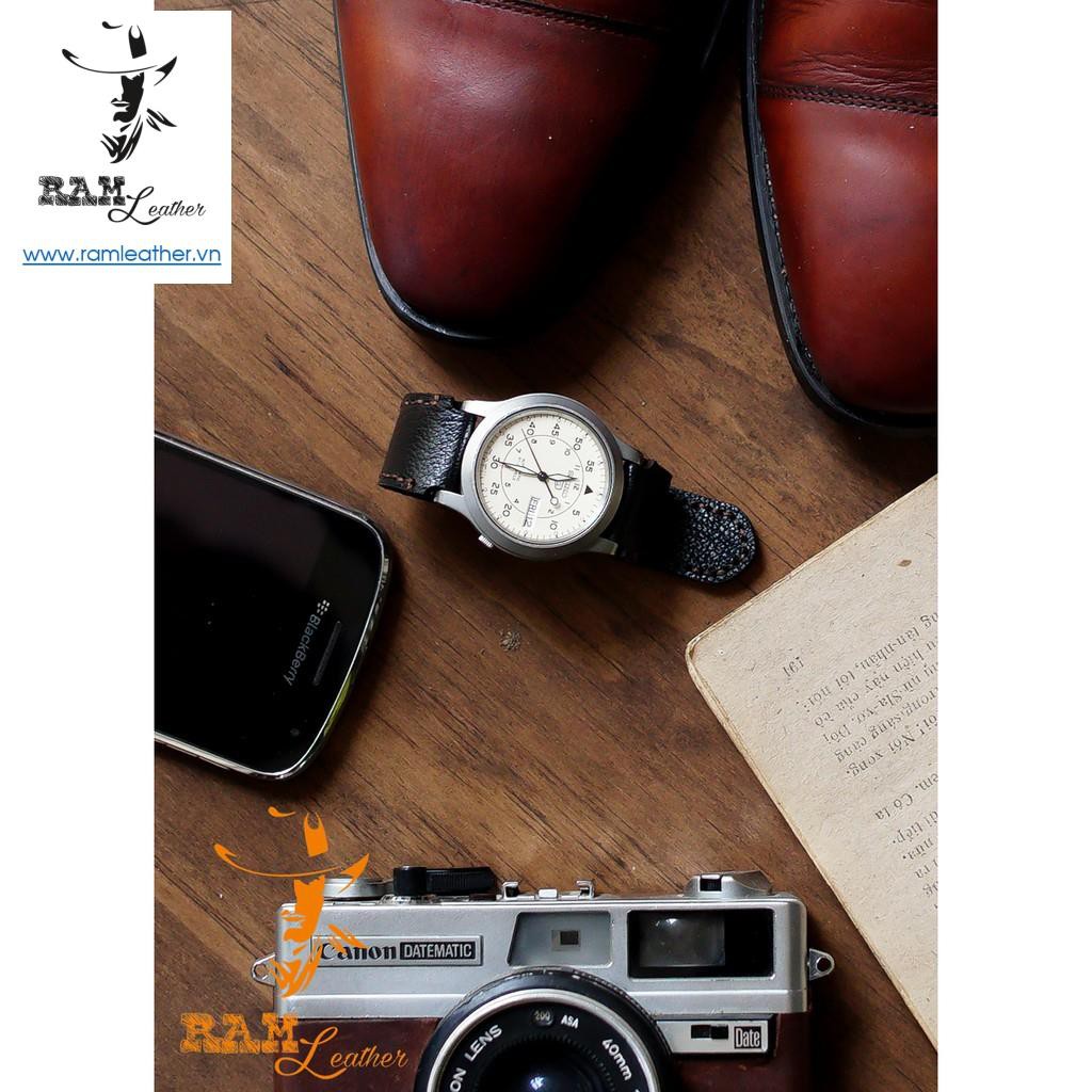 Dây đồng hồ siêu bền da bò thật handmade Cho / Ae 1200 Whd / Ae 1200 Wh / 1200whd / 1000w / 1000wd