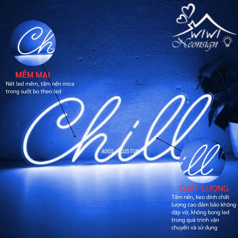 Đèn led neon chữ chill trang trí decor phòng ngủ góc làm việc.quà tặng cực chất