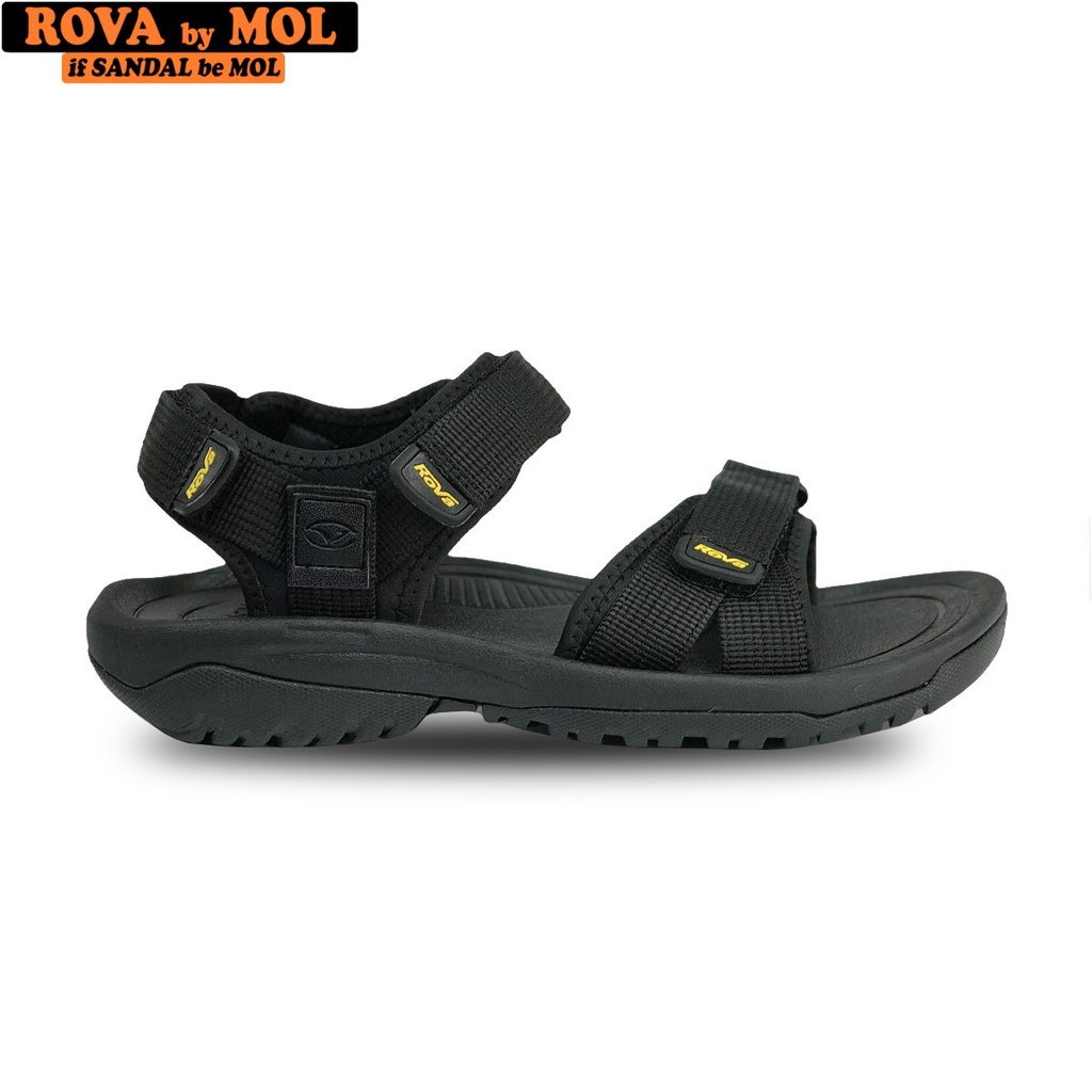 Giày sandal nam hiệu Rova siêu bền quai ngang đế cao su quai dù đi làm đi học màu đen mã RV679