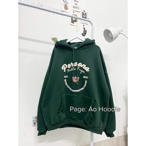 Áo nỉ hoodie in pear gấu Space Form Rộng Tay Bồng Mũ 2 Lớp. nganunisex