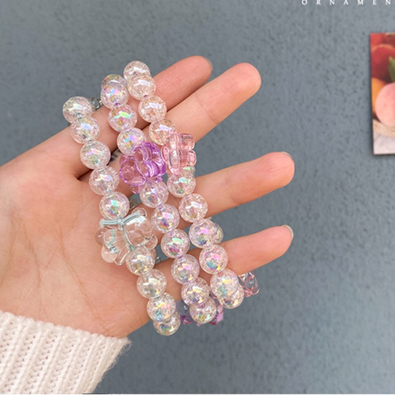 Dây buộc tóc đính hạt pha lê hình gấu dễ thương cho nữ