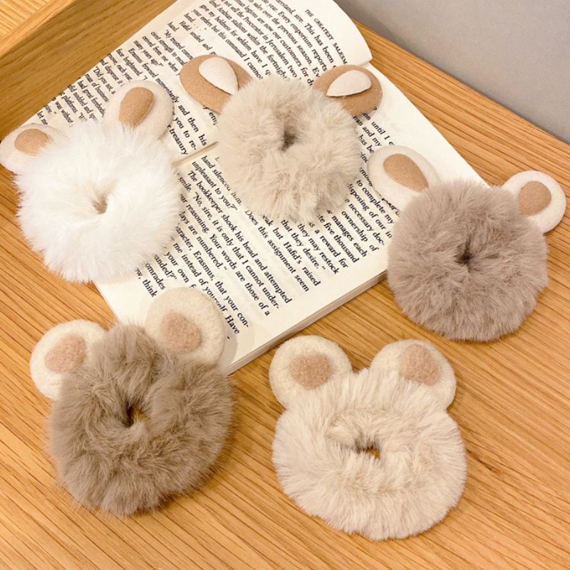 Dây Buộc Tóc Cao Su Bọc Vải Lông Phong Cách Hàn Quốc Dễ Thương Thời Trang Thu Đông