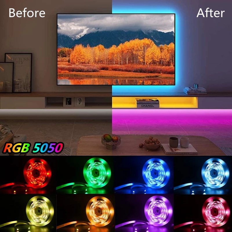 Cuộn Dây Đèn LED 5050 RGB USB 5M/7.5M/10M/15M/20M Có Thể Thay Đổi Màu Sắc Dùng Cho TV | Đèn Giáng Sinh | Giáng Sinh