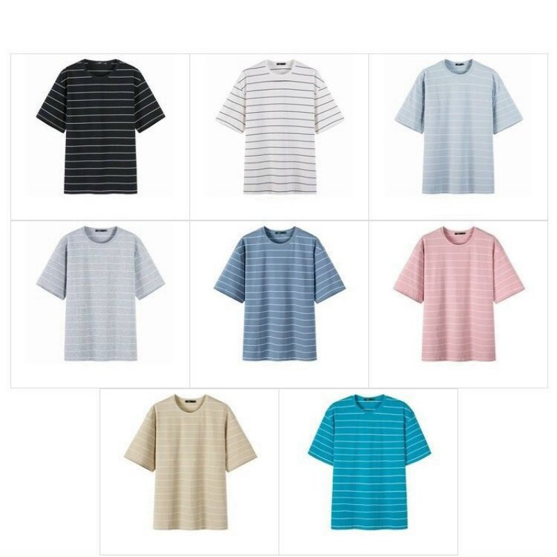 Áo thun tay lỡ sọc ngang unisex chất cotton form rộng nhiều màu thời trang hè có video