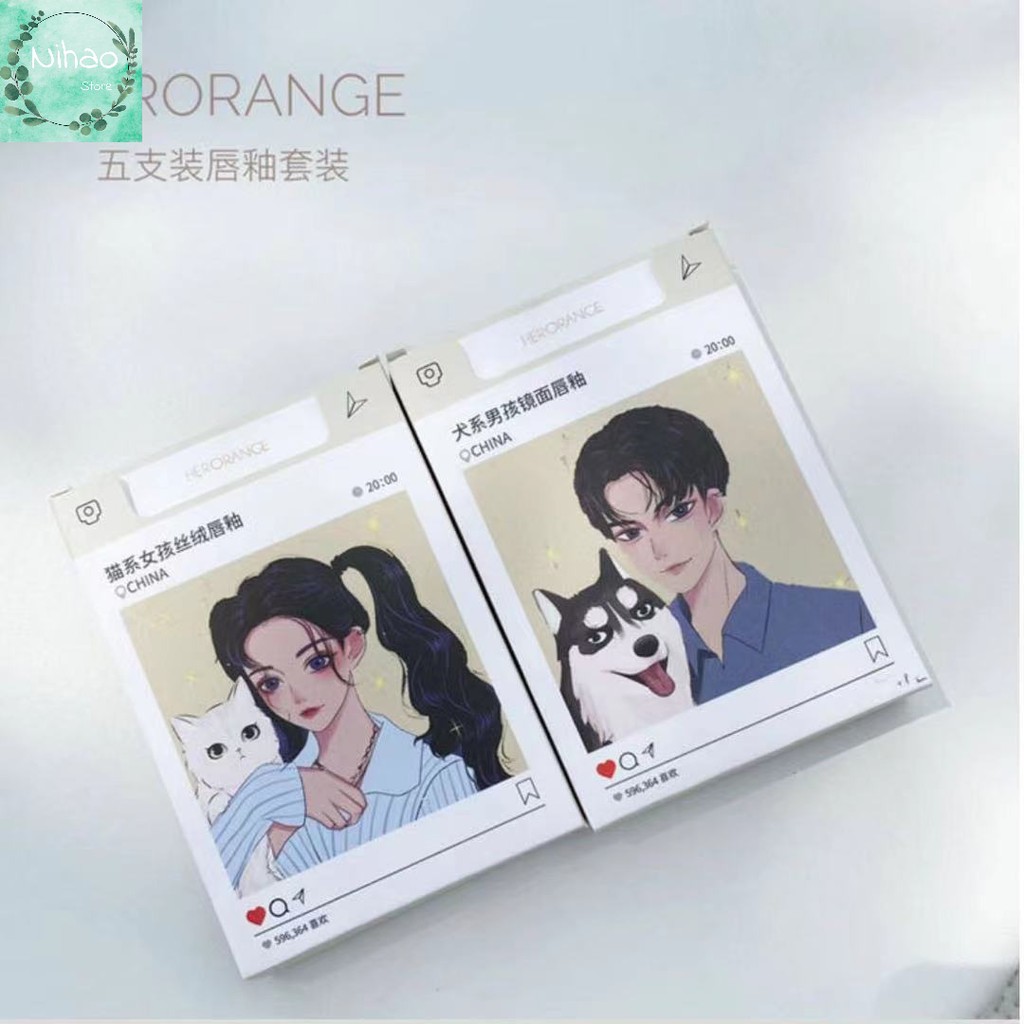 Sét 5 son HERORANGE Velvet Matte bảng màu cực đẹp KHÔNG CHÌ