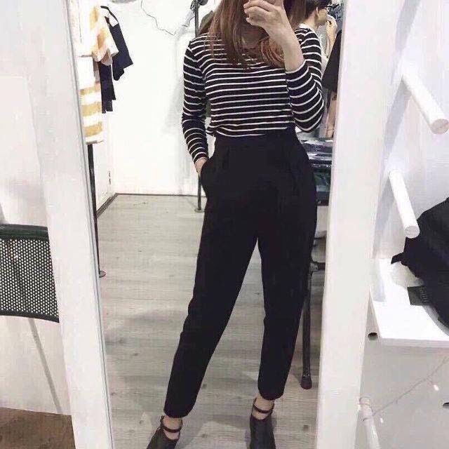 Quần baggy lưng vải khóa kéo hông