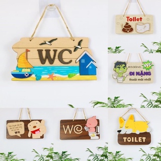 Bảng gỗ decor WC, toilet treo cửa nhà vệ sinh gia đình, cửa hàng và làm quà tặng