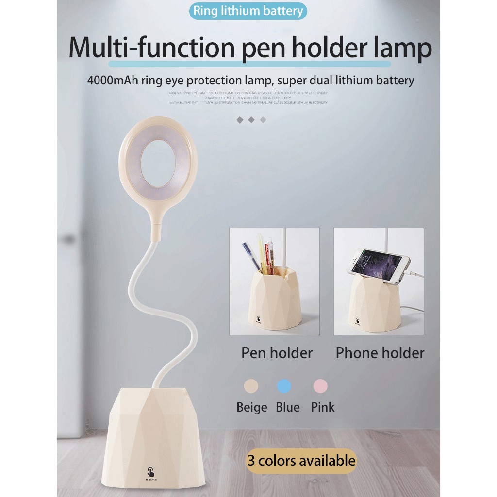 Đèn Led Để Bàn 3 Bóng Bảo Vệ Mắt Đa Năng Có Thể Sạc Lại Kèm Giá Đỡ