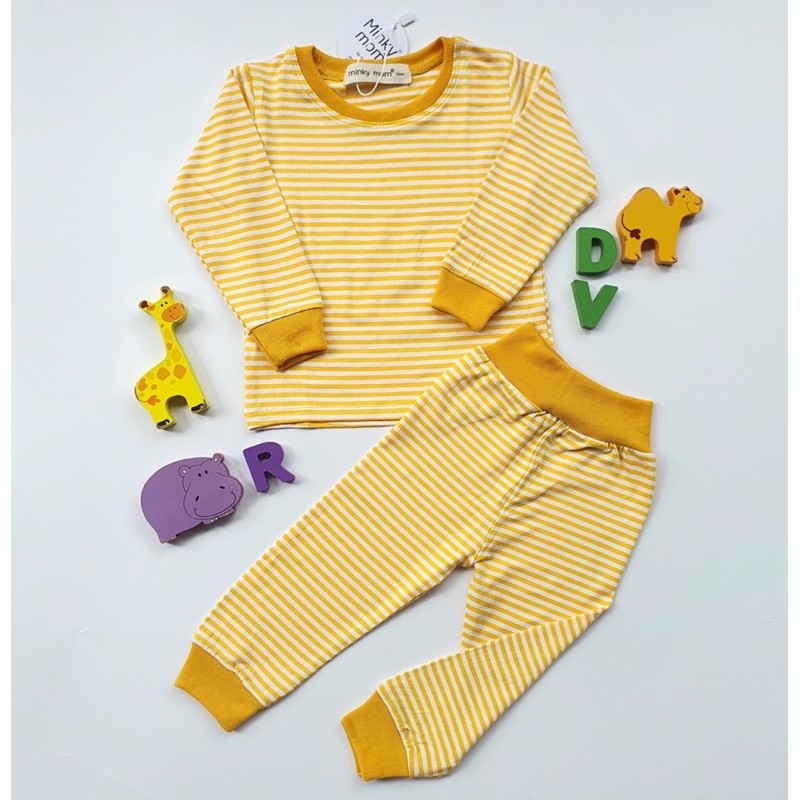 [ XẢ KHO ] Bộ Dài Tay Kẻ Nhỏ Cạp Cao Minky Mom cotton thun lạnh mềm mịn mát cho Bé trai, bé gái (6-19kg) [HÀNG LOẠI 1]