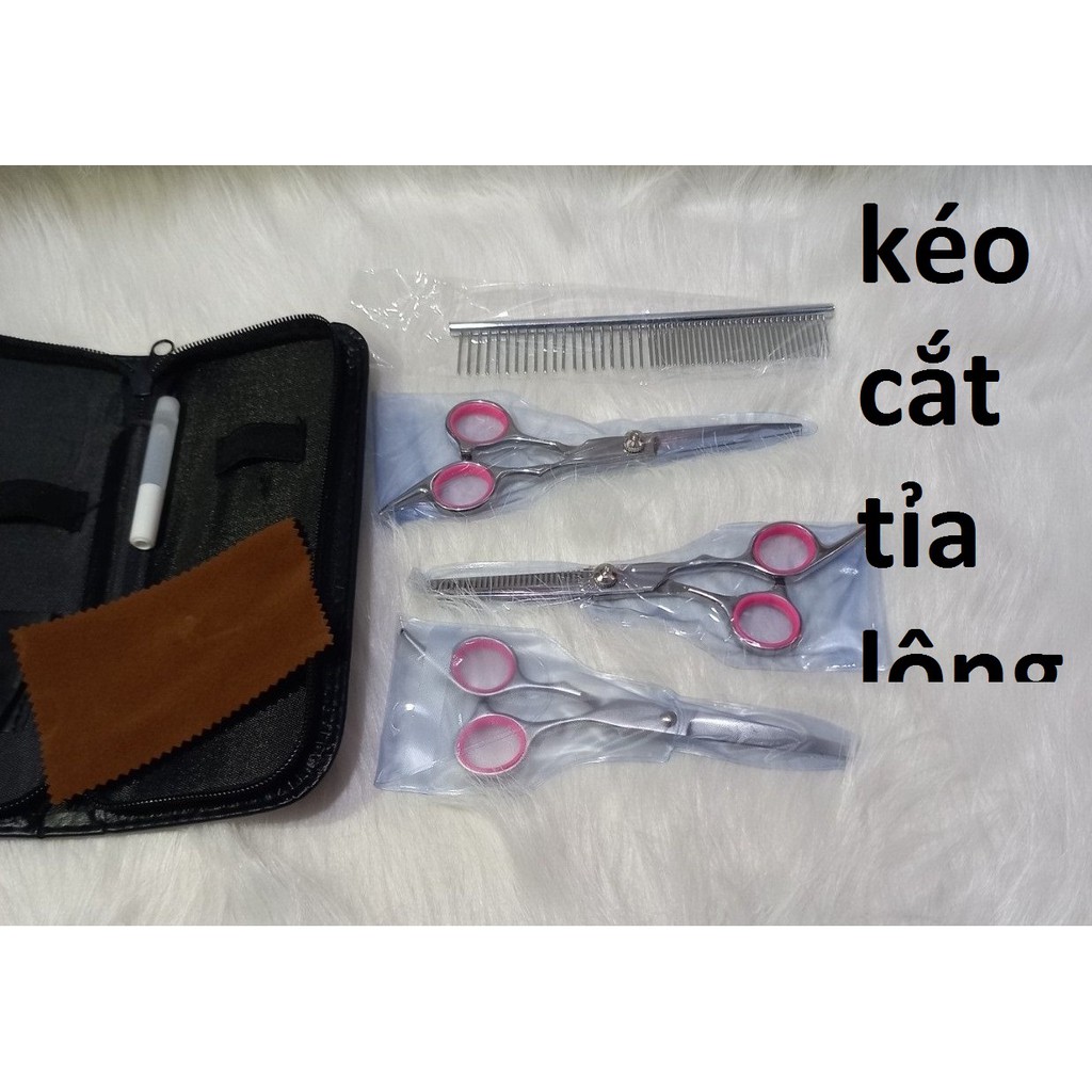 Bộ kéo cắt tỉa lông chó mèo - Tặng kèm bao da
