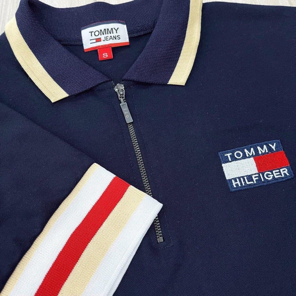 VÁY POLO TOMY XANH THAN VIỀN TAY