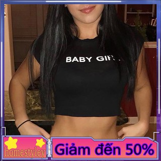 Áo Croptop Tay Ngắn Hoạ Tiết Chữ In Cho Nữ