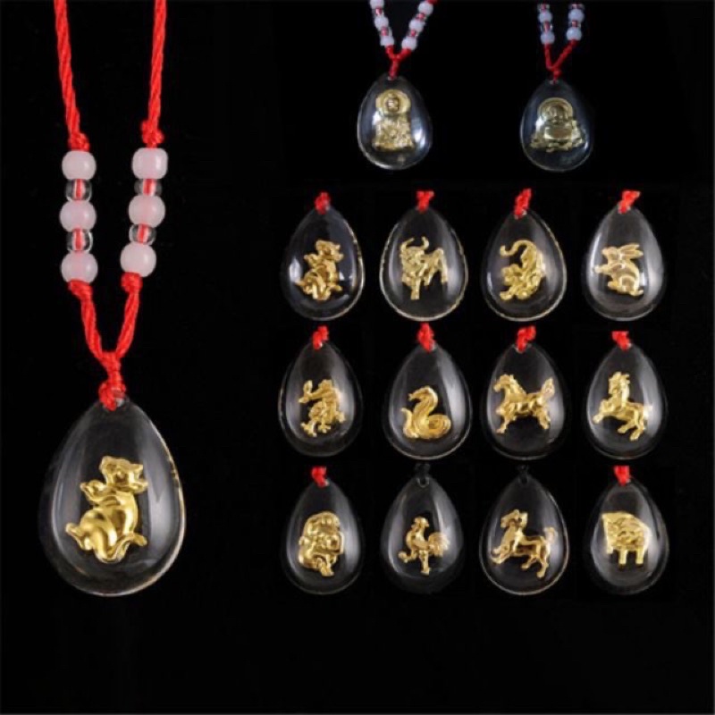 Vòng cổ dây rút 12 con giáp mạ vàng