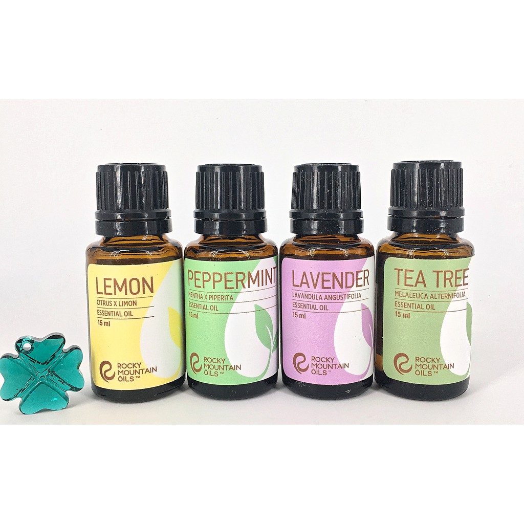 Rocky Mountain Oils Single Essential Kit - Set tinh dầu cơ bản (Lavender - Peppermint - Lemon - Tea Tree) 15ml