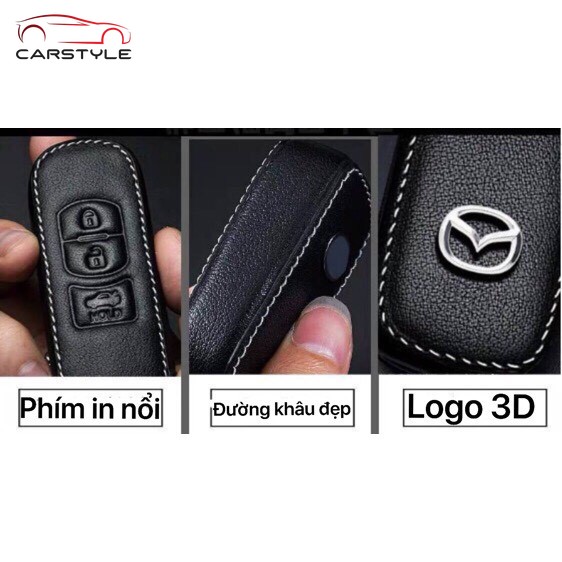 Bao da chìa khóa ô tô Mazda bảo vệ chìa bền đẹp và chắc chắn ốp cho các loại smartkey Mazda  2, 3, 6, cx5 2019 2021 2021 Ốp Chìa Khóa ô tô