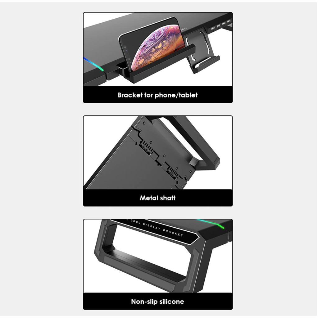 Kệ Màn Hình Máy Tính , Đế Đỡ Màn Hình máy tính Studio RGB Core Obsidian Black | BigBuy360 - bigbuy360.vn