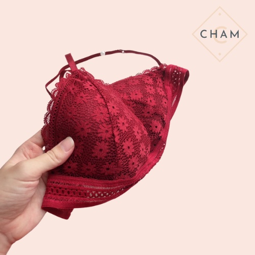 Áo Bra ren 2 dây CharmAiry áo ngực nữ không gọng, mút mỏng, ôm ngực Hoa Mai Có móc cài